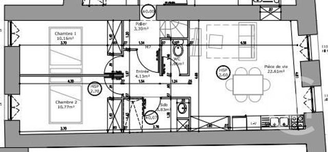 Appartement F3 à louer - 3 pièces - 45.69 m2 - LUCON - 85 - PAYS-DE-LOIRE - Century 21 Solution Immobilière